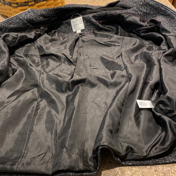 NWT Croft & Barrow Black Tweed Lined Zip Up Hooded Jacket or Coat Large - Picture 13 of 14